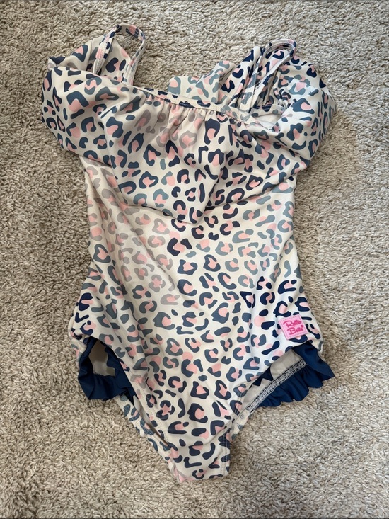 Ruffle Butts Other - Ruffle Butts Pink and Navy Leopard Ruffle One-Piece Swimsuit
